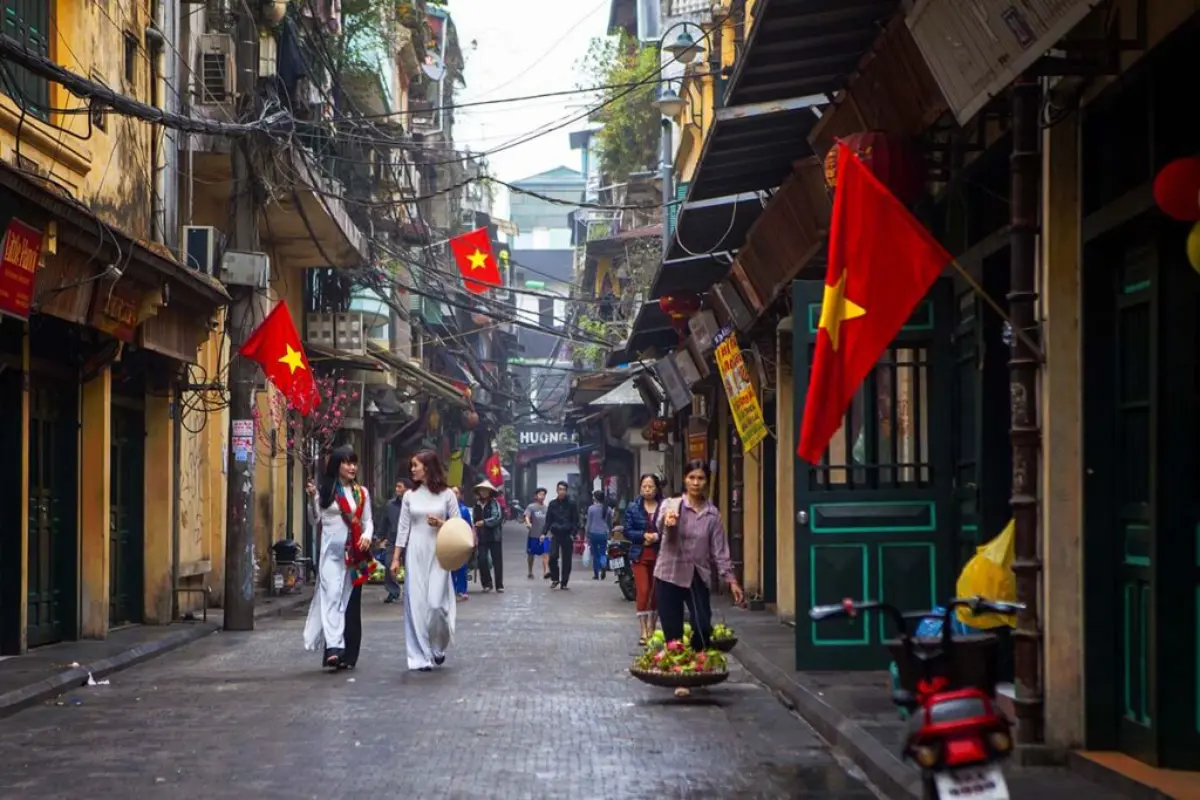 Hanoi Old Quarter street scene — Vietnam for Couples 12 Days