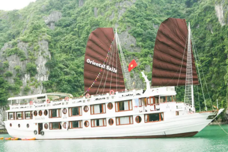 Oriental Sails — classic wooden junk boat on Halong Bay