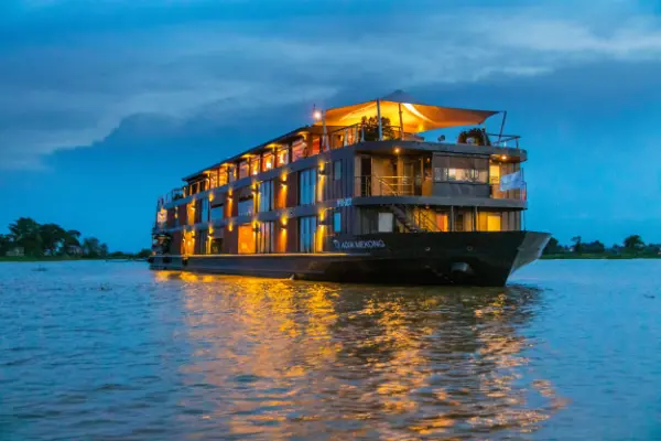 Aqua Mekong river cruise vessel on the Mekong River